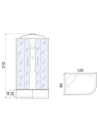 Душевая кабина River Desna 120/90/44 MT L