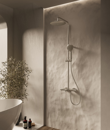 Душевая стойка Vincea Desire VSFS-1D1TBN термостатическая с изливом, 25см верх душ, брашированный никель