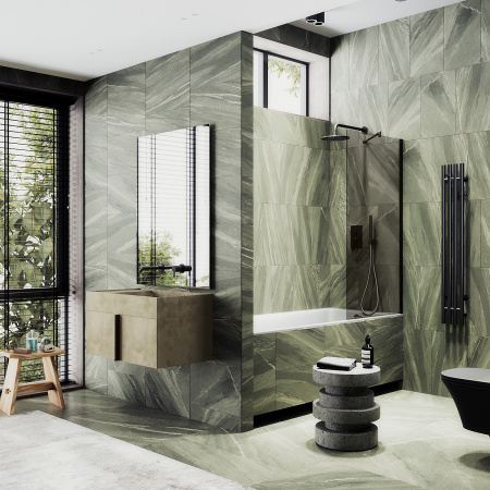 Шторка на ванну MaybahGlass в широком профиле, 8 мм, Стекло Бронза, 30x140 (MGV-250-6ш)