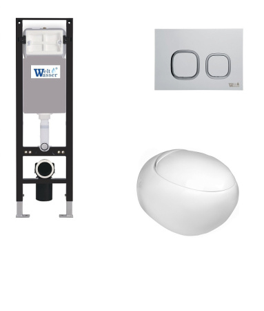 Унитаз с инсталляцией WeltWasser AMBERG 350 + JECKENBACH 004 GL-WT + AMBERG RD-WT белый/кнопка белая-хром