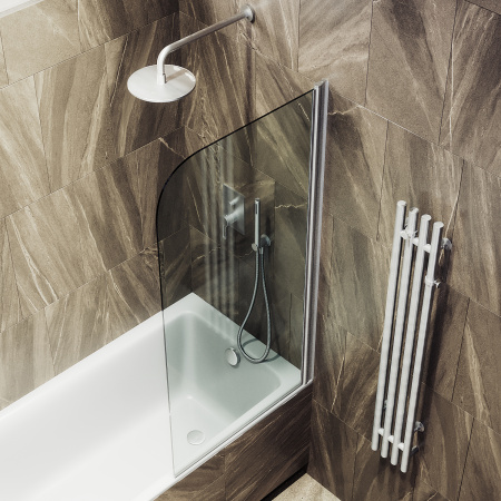 Шторка на ванну MaybahGlass поворотная на монопетле, 6 мм, Стекло Бесцветное, 50x140 (MGV-597-5) универсальная