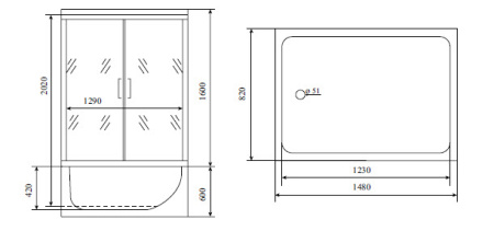 Душевая кабина Timo Lux TL-1505 148x82