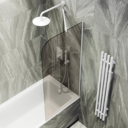 Шторка на ванну MaybahGlass в узком профиле, 6 мм, Стекло Бронза, 34x140 (MGV-127-1у) универсальная