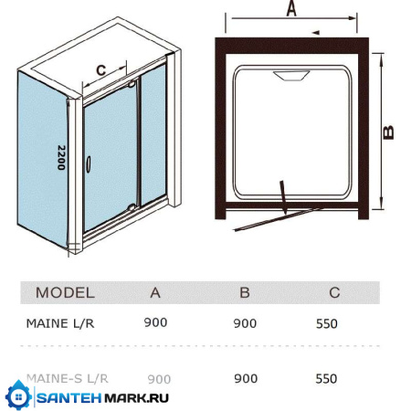 Душевая кабина WeltWasser Maine R 90x90