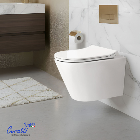 Унитаз Ceruttispa ИРЕНЕО (IRENEO) Aria Tornado CT12148 безободковый (490х340х360)