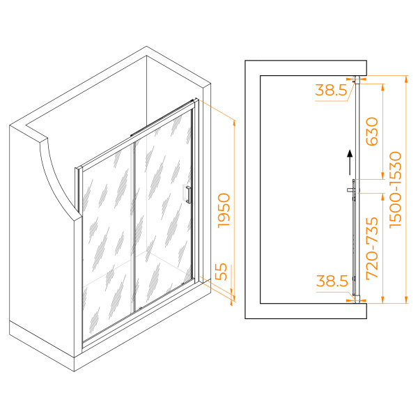 Душевая дверь в нишу RGW PA-016 1500