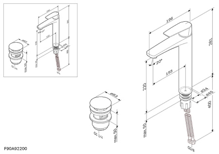 Смеситель для раковины AM.PM Gem F90A92200 Хром