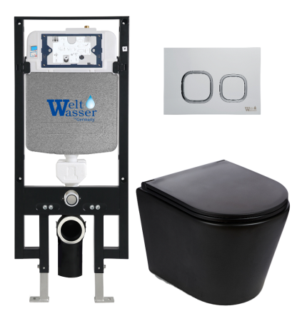 Унитаз с инсталляцией WeltWasser AMBERG 497 + SALZBACH 043 MT-BL + AMBERG RD-WT