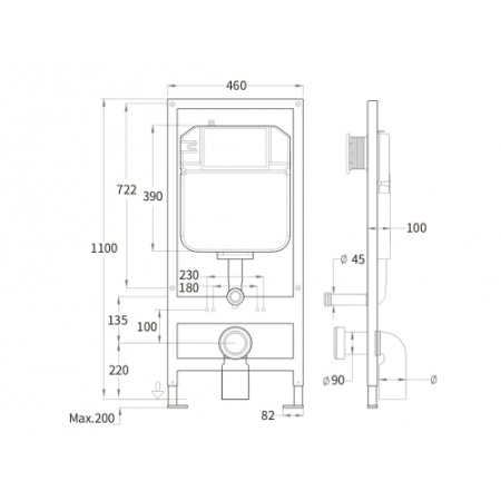 Инсталляция WELTWASSER WW BAMBERG 460 для унитаза без кнопки