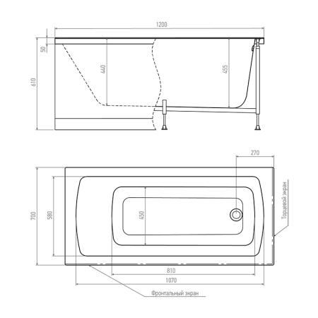 Акриловая ванна ERLIT Гарда 120