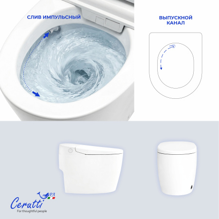 Унитаз Ceruttispa КЛИО (CLIO) Smart CT12153 с дистанционным управлением (680x410x490)