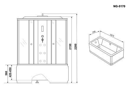 Душевая кабина Niagara Ultra NG-5170-01 170x75