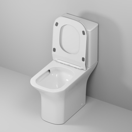 Унитаз Grossman Classic GR-4464SQ (640х350х800) безободковый,белый с тонкой крышкой,микролифт,смыв торнадо,2 места