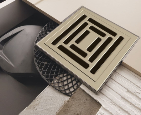 Трап для душа BERGES водосток PLATZ Uno 100х100, матовый хром, S-сифон D50 H60 боковой