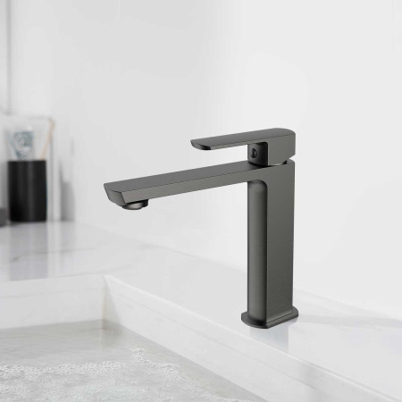 Смеситель для раковины Vincea Next VBF-1N1GM однорычажный, вороненная сталь