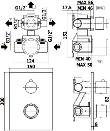 Смеситель Paffoni Light LIQ519CR (с внутренней частью)