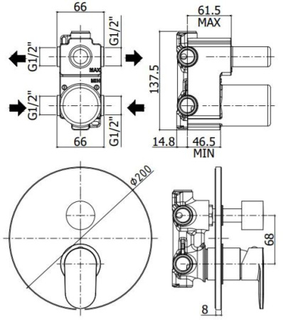 Смеситель Paffoni Candy CA018CR (с внутренней частью) хром