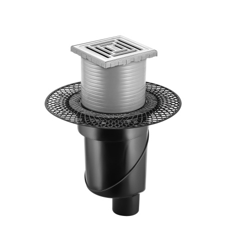 Трап для душа BERGES водосток PLATZ Uno 100х100, матовый хром, S-сифон D50/105 H50 вертикальный