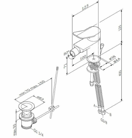 Смеситель для биде AM.PM X-Joy F85A83100 с донным клапаном Хром Смеситель для биде AM.PM X-Joy F85A83100 с донным клапаном Хром
