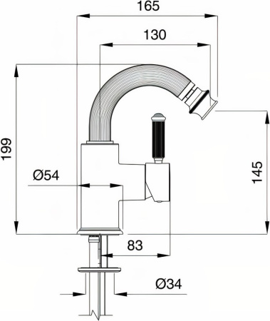 Смеситель для биде Cezares Aphrodite APHRODITE-BS2-02-Bi с донным клапаном