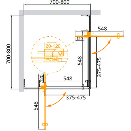 Душевой уголок Cezares Slider 80x80 SLIDER-A-2-70/80-GRIGIO-Cr профиль Хром стекло серое без поддона