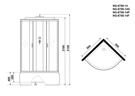 Душевая кабина Niagara Classic NG-6708-14 90x90