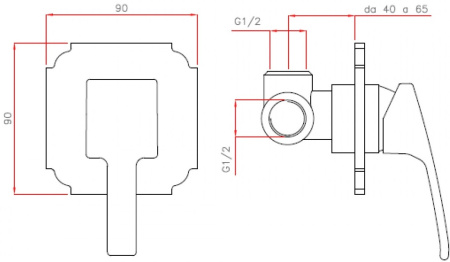 Смеситель для душа Cezares Legend LEGEND-DIM-03/24 с внутренней частью