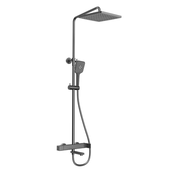Душевая стойка Vincea Cube VSFS-1C1GM, вороненая сталь