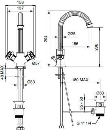 Смеситель для раковины Cezares Olimp OLIMP-LS2-02-Sw с донным клапаном