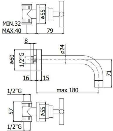 Смеситель Paffoni Quattro QTV003CR (с внутренней частью) хром