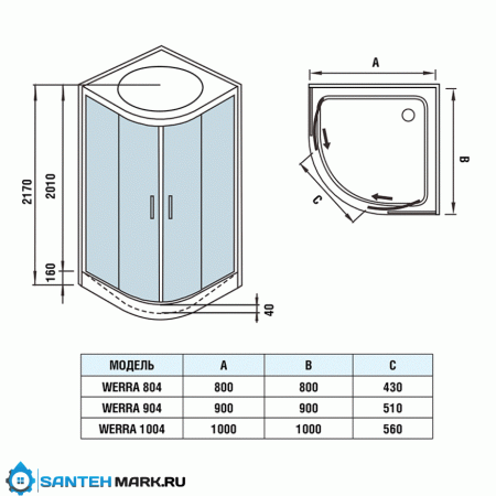 Душевая кабина WeltWasser WW500 Werra 1001