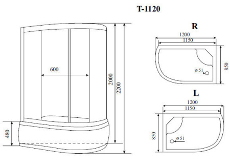 Душевая кабина Timo Standart T-1120 L 120x85 Душевая кабина Timo Standart T-1120 L 120x85