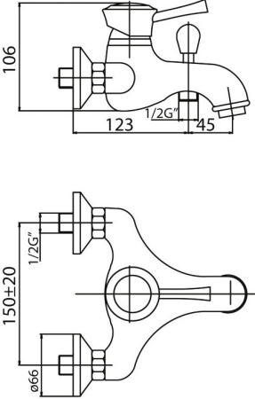 Смеситель для ванны Cezares Giubileo GIUBILEO-VM-02 Смеситель для ванны Cezares Giubileo GIUBILEO-VM-02