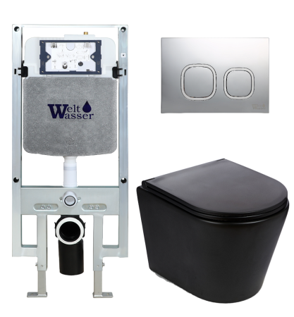 Унитаз с инсталляцией WeltWasser AMBERG 497 ST + SALZBACH 043 MT-BL + AMBERG RD-CR