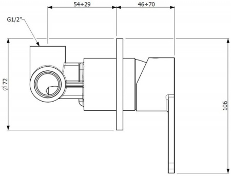 Смеситель для душа Cezares Glam GLAM-DIM-OI с внутренней частью