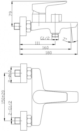 Смеситель для ванны BelBagno Ancona ANCONA-VAS-CRM