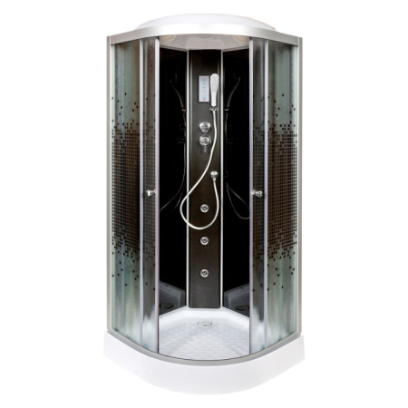 Душевая кабина DTO L 801 GM+EL BLACK 100x100 с гидромассажем и электрикой