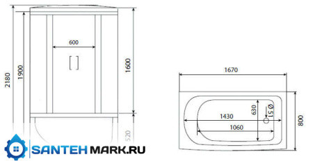Душевая кабина Timo Eco TE-0770 168x80