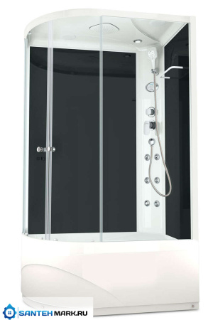 Душевая кабина Domani-Spa Delight 128 high R с гидромассажем черные стенки матовые стекла
