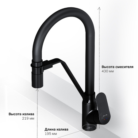 Смеситель для кухонной мойки AM.PM Like F8007822 Черный