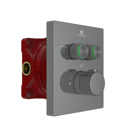 Смеситель Vincea VSCV-321T-MGM двухфункциональный, термостатический, вороненая сталь