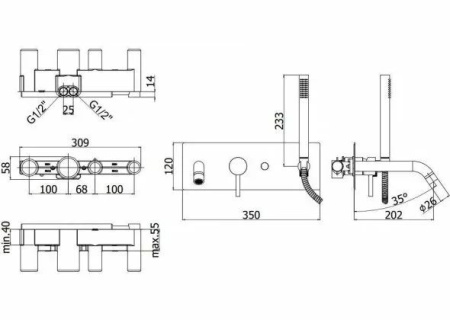 Смеситель Paffoni Light LIG001BO (с внутренней частью)