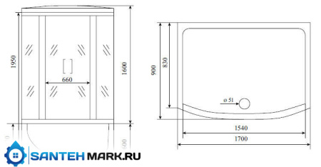 Душевая кабина Timo Lux T-7770N 170x90