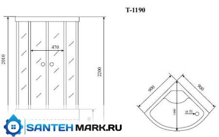 Душевая кабина Timo Standart T-1190 P 90x90