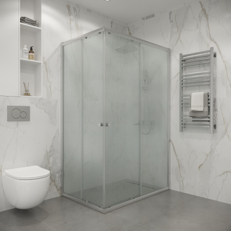 Душевой уголок Niagara Eco NG-1018-14QMT (100х80х190) прямоугольник,раздвижное,хром,стекло матовое,1 место, без поддона в комплекте