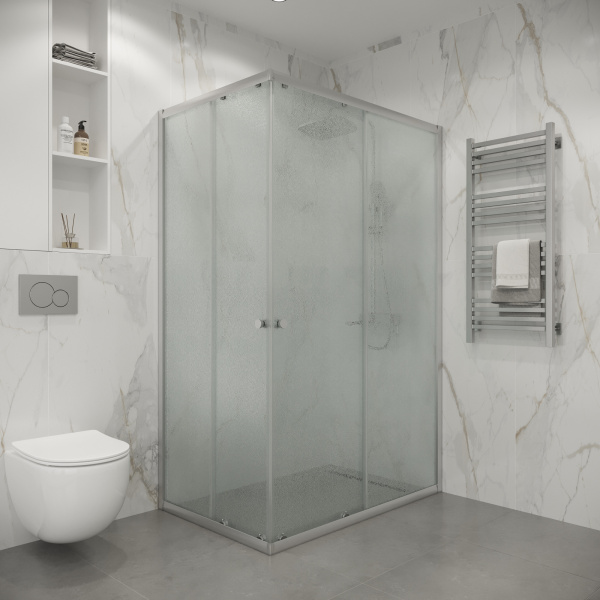 Душевой уголок Niagara Eco NG-1018-14QMT (100х80х190) прямоугольник,раздвижное,хром,стекло матовое,1 место, без поддона в комплекте