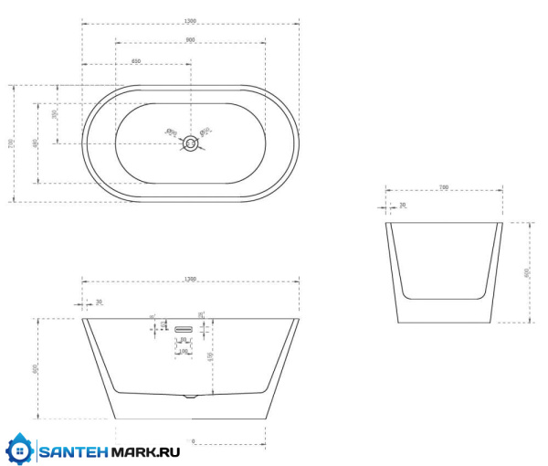 Акриловая ванна Abber AB9203-1.3 130x70