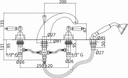 Смеситель для ванны Cezares First FIRST-BVD-03/24-M Смеситель для ванны Cezares First FIRST-BVD-03/24-M