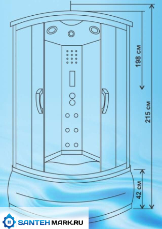 Душевая кабина Водный мир ВМ-8808 белые рифленые/белый 100x100 Душевая кабина Водный мир ВМ-8808 белые рифленые/белый 100x100