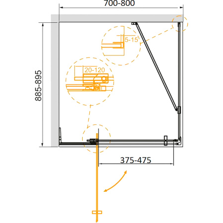 Душевой уголок Cezares Slider 80x90 SLIDER-AH-1-90-70/80-BR-NERO профиль Черный матовый стекло бронзовое без поддона